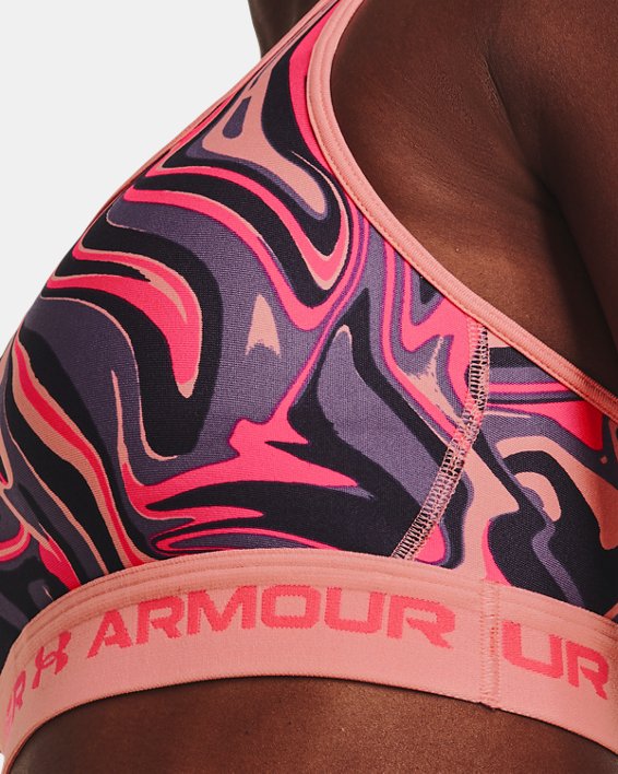 Sujetador deportivo estampado UA Crossback Mid para mujer, Pink, pdpMainDesktop image number 9